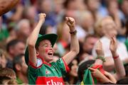 4 August 2013;10 year old Micheal Durkan from Charlestown, Co. Mayo, celebrates after Mayo scored their 3rd goal. GAA Football All-Ireland Senior Championship, Quarter-Final, Mayo v Donegal, Croke Park, Dublin. Photo by Sportsfile