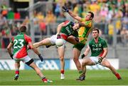 4 August 2013; Anthony Thompson, Donegal, in action against Michael Murphy, Mayo. GAA Football All-Ireland Senior Championship, Quarter-Final, Mayo v Donegal, Croke Park, Dublin. Photo by Sportsfile