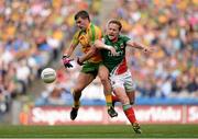 4 August 2013; Andy Moran, Mayo, in action against Paddy McGrath, Donegal. GAA Football All-Ireland Senior Championship, Quarter-Final, Mayo v Donegal, Croke Park, Dublin. Picture credit: Stephen McCarthy / SPORTSFILE