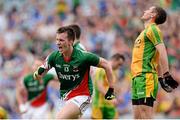 4 August 2013; Cillian O'Connor, Mayo, celebrates after scoring his side's fourth goal. GAA Football All-Ireland Senior Championship, Quarter-Final, Mayo v Donegal, Croke Park, Dublin. Picture credit: Stephen McCarthy / SPORTSFILE