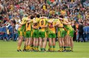 4 August 2013; The Donegal team form a huddle before the game. GAA Football All-Ireland Senior Championship, Quarter-Final, Mayo v Donegal, Croke Park, Dublin. Picture credit: Ray McManus / SPORTSFILE