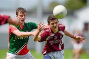 5 August 2013; Kieran Shanley, Westmeath, in action against Ronan Finn, Mayo. Electric Ireland GAA Football All-Ireland Minor Championship Quarter-Final, Mayo v Westmeath, O'Connor Park, Tullamore, Co. Offaly. Picture credit: David Maher / SPORTSFILE