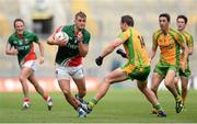 4 August 2013; Aidan O'Shea, Mayo, in action against Michael Murphy, Donegal. GAA Football All-Ireland Senior Championship, Quarter-Final, Mayo v Donegal, Croke Park, Dublin. Picture credit: Stephen McCarthy / SPORTSFILE