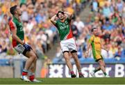4 August 2013; Kevin McLoughlin, Mayo, reacts to a missed chance. GAA Football All-Ireland Senior Championship, Quarter-Final, Mayo v Donegal, Croke Park, Dublin. Picture credit: Stephen McCarthy / SPORTSFILE
