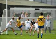 5 August 2013; Ultan Harney, Roscommon, shoots to score his side's first goal. Electric Ireland GAA Football All-Ireland Minor Championship Quarter-Final, Kildare v Roscommon, O'Connor Park, Tullamore, Co. Offaly. Picture credit: David Maher / SPORTSFILE