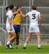 5 August 2013; Ultan Harney, Roscommon, and Niall Fleming, Kildare, tussle during the closing stages of the game. Electric Ireland GAA Football All-Ireland Minor Championship Quarter-Final, Kildare v Roscommon, O'Connor Park, Tullamore, Co. Offaly. Picture credit: David Maher / SPORTSFILE