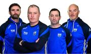 9 April 2022; Management team, from left, selector Tony Browne, manager Liam Cahill, coach Michael Beavans, and selector Stephen Frampton, during a Waterford Hurling squad portraits session at Gold Coast Sports Resort in Ballinacourty, Waterford. Photo by Seb Daly/Sportsfile