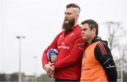 12 April 2022; Munster head coach Johann van Graan, right, with RG Snyman during Munster rugby squad training at University of Limerick in Limerick. Photo by Matt Browne/Sportsfile