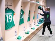 12 April 2022; Republic of Ireland kit and equipment manager Orla Haran before the FIFA Women's World Cup 2023 qualifying match between Sweden and Republic of Ireland at Gamla Ullevi in Gothenburg, Sweden. Photo by Stephen McCarthy/Sportsfile