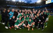 12 April 2022; Republic of Ireland players and staff celebrate after the FIFA Women's World Cup 2023 qualifying match between Sweden and Republic of Ireland at Gamla Ullevi in Gothenburg, Sweden. Photo by Stephen McCarthy/Sportsfile