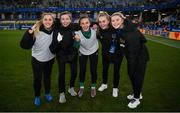 12 April 2022; Republic of Ireland players, from left, Ellen Molloy, Abbie Larkin, Jessica Ziu, Isibeal Atkinson and Éabha O'Mahony celebrate after during the FIFA Women's World Cup 2023 qualifying match between Sweden and Republic of Ireland at Gamla Ullevi in Gothenburg, Sweden. Photo by Stephen McCarthy/Sportsfile