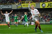 12 April 2022; Lauren Hemp of England celebrates after scoring her side's third goal during the FIFA Women's World Cup 2023 qualifier match between Northern Ireland and England at National Stadium at Windsor Park in Belfast. Photo by Ramsey Cardy/Sportsfile