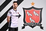 13 April 2022; Dundalk FC have announced a special one-off jersey to be worn in their SSE Airtricity League Premier Division match against Shelbourne on Friday, April 22, to raise awareness for the Watch Your Back MND Charity. The charity was set up by Dundalk-native Roy Taylor who was diagnosed with Motor Neurone Disease in 2018. Each jersey will be auctioned to the highest bidder, with the proceeds going directly to the charity. To donate, please visit http://watchyourbackmnd.com/ for more details. In attendance is Dundalk captain Patrick Hoban at Oriel Park in Dundalk, Louth. Photo by Ben McShane/Sportsfile