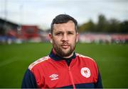 13 April 2022; St Patrick's Athletic manager Tim Clancy poses for a portrait after an open training session at Richmond Park in Dublin. Photo by David Fitzgerald/Sportsfile