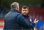 13 April 2022; St Patrick's Athletic manager Tim Clancy, right, and Technical Director Alan Matthews during an open training session at Richmond Park in Dublin. Photo by David Fitzgerald/Sportsfile