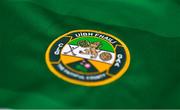 12 April 2022; The Offaly GAA crest on a jersey  during an Offaly Football squad portrait session at Faithful Fields Offaly GAA Centre of Excellence in Kilcormac, Offaly. Photo by Brendan Moran/Sportsfile