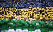 12 April 2022; Supporers hold card in the colours of Ukraine before the FIFA Women's World Cup 2023 qualifying match between Sweden and Republic of Ireland at Gamla Ullevi in Gothenburg, Sweden. Photo by Stephen McCarthy/Sportsfile