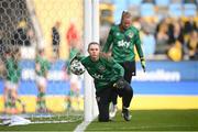 12 April 2022; Republic of Ireland goalkeeper Megan Walsh warms up before the FIFA Women's World Cup 2023 qualifying match between Sweden and Republic of Ireland at Gamla Ullevi in Gothenburg, Sweden. Photo by Stephen McCarthy/Sportsfile