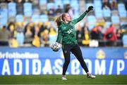 12 April 2022; Republic of Ireland goalkeeper Courtney Brosnan warms up before the FIFA Women's World Cup 2023 qualifying match between Sweden and Republic of Ireland at Gamla Ullevi in Gothenburg, Sweden. Photo by Stephen McCarthy/Sportsfile