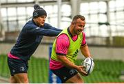 14 April 2022; Ed Byrne and Garry Ringrose during a Leinster Rugby captain's run at the Aviva Stadium in Dublin. Photo by Harry Murphy/Sportsfile