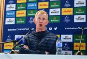 14 April 2022; Head coach Leo Cullen during a Leinster Rugby press conference at the Aviva Stadium in Dublin. Photo by Harry Murphy/Sportsfile