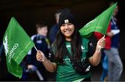 15 April 2022; Connacht supporter Adriana Aki, age 10, from Galway, before the Heineken Champions Cup Round of 16 Second Leg match between Leinster and Connacht at Aviva Stadium in Dublin. Photo by David Fitzgerald/Sportsfile