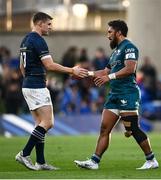 15 April 2022; Garry Ringrose of Leinster and Bundee Aki of Connacht shake hands after the Heineken Champions Cup Round of 16 Second Leg match between Leinster and Connacht at Aviva Stadium in Dublin. Photo by David Fitzgerald/Sportsfile