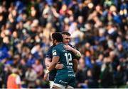 15 April 2022; Tadhg Furlong of Leinster and Bundee Aki of Connacht shake hands after the Heineken Champions Cup Round of 16 Second Leg match between Leinster and Connacht at Aviva Stadium in Dublin. Photo by David Fitzgerald/Sportsfile