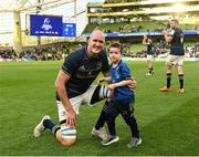 15 April 2022; Devin Toner of Leinster with his son Max after his side's victory in the Heineken Champions Cup Round of 16 Second Leg match between Leinster and Connacht at Aviva Stadium in Dublin. Photo by Harry Murphy/Sportsfile