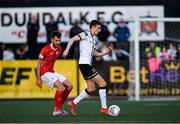 15 April 2022; Daniel Kelly of Dundalk in action against Lewis Banks of Sligo Rovers during the SSE Airtricity League Premier Division match between Dundalk and Sligo Rovers at Oriel Park in Dundalk, Louth. Photo by Piaras Ó Mídheach/Sportsfile