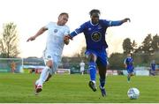 15 April 2022; Kevin Joshua of Waterford in action against Stephen Walsh of Galway United during the SSE Airtricity League First Division match between Waterford and Galway United FC at RSC in Waterford. Photo by Michael P Ryan/Sportsfile