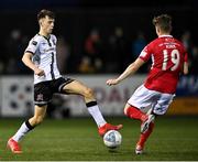15 April 2022; Steven Bradley of Dundalk in action against Paddy Kirk of Sligo Rovers during the SSE Airtricity League Premier Division match between Dundalk and Sligo Rovers at Oriel Park in Dundalk, Louth. Photo by Piaras Ó Mídheach/Sportsfile