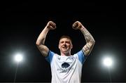 15 April 2022; Kameron Ledwidge of Shelbourne celebrates after the SSE Airtricity League Premier Division match between Derry City and Shelbourne at The Ryan McBride Brandywell Stadium in Derry. Photo by Stephen McCarthy/Sportsfile