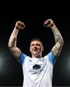 15 April 2022; Kameron Ledwidge of Shelbourne celebrates after the SSE Airtricity League Premier Division match between Derry City and Shelbourne at The Ryan McBride Brandywell Stadium in Derry. Photo by Stephen McCarthy/Sportsfile