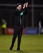 15 April 2022; Shamrock Rovers manager Stephen Bradley applauds toward the supporters after the SSE Airtricity League Premier Division match between Shamrock Rovers and St Patrick's Athletic at Tallaght Stadium in Dublin. Photo by Ben McShane/Sportsfile