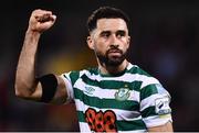 15 April 2022; Roberto Lopes of Shamrock Rovers celebrates after the SSE Airtricity League Premier Division match between Shamrock Rovers and St Patrick's Athletic at Tallaght Stadium in Dublin. Photo by Ben McShane/Sportsfile
