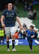 15 April 2022; Devin Toner of Leinster with his son Max after the Heineken Champions Cup Round of 16 Second Leg match between Leinster and Connacht at Aviva Stadium in Dublin. Photo by Brendan Moran/Sportsfile