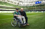 15 April 2022; Former Ireland player Bernard Jackman poses for a photo with Adam Reddington before the Heineken Champions Cup Round of 16 Second Leg match between Leinster and Connacht at Aviva Stadium in Dublin. Photo by Harry Murphy/Sportsfile