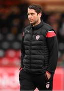15 April 2022; Derry City manager Ruaidhrí Higgins before the SSE Airtricity League Premier Division match between Derry City and Shelbourne at The Ryan McBride Brandywell Stadium in Derry. Photo by Stephen McCarthy/Sportsfile