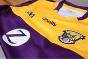 15 April 2022; The Wexford GAA Crest during a Wexford football squad portrait session at Wexford GAA Centre of Excellence in Ferns, Wexford. Photo by Matt Browne/Sportsfile