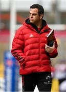 16 April 2022; Munster head coach Johann van Graan before the Heineken Champions Cup Round of 16 Second Leg match between Munster and Exeter Chiefs at Thomond Park in Limerick. Photo by Harry Murphy/Sportsfile