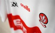 16 April 2022; A detailed view of the Derry jersey during a Derry football squad portrait session at Derry GAA Centre of Excellence in Owenbeg, Derry. Photo by Stephen McCarthy/Sportsfile