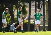 16 April 2022; Tom Barry of Ireland, right, after the U19 Rugby International match between Ireland and France at Templeville Road in Dublin. Photo by Eóin Noonan/Sportsfile