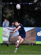 16 April 2022; Niall Carroll of UCD kicks to miss a penalty to win the Frazer McMullen all Ireland club U20 Rugby final match between UCD and Trinity at Lakelands Park, Terenure in Dublin. Photo by Ben McShane/Sportsfile