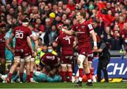 16 April 2022; Mike Haley of Munster celebrates a turnover during the Heineken Champions Cup Round of 16 Second Leg match between Munster and Exeter Chiefs at Thomond Park in Limerick. Photo by Harry Murphy/Sportsfile