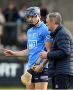 16 April 2022; Dublin manager Mattie Kenny with Eoghan O'Donnell of Dublin before the Leinster GAA Hurling Senior Championship Round 1 match between Dublin and Laois at Parnell Park in Dublin. Photo by Eóin Noonan/Sportsfile