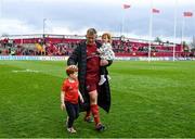 16 April 2022; John Ryan of Munster with his son Felix and daughter Gaia after his side’s victory in the Heineken Champions Cup Round of 16 Second Leg match between Munster and Exeter Chiefs at Thomond Park in Limerick. Photo by Harry Murphy/Sportsfile