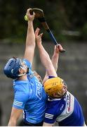 16 April 2022; Eoghan O'Donnell of Dublin in action against Charles Dwyer of Laois during the Leinster GAA Hurling Senior Championship Round 1 match between Dublin and Laois at Parnell Park in Dublin. Photo by Eóin Noonan/Sportsfile