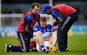 16 April 2022; Podge Delaney of Laois receives medical attention for an injury during the Leinster GAA Hurling Senior Championship Round 1 match between Dublin and Laois at Parnell Park in Dublin. Photo by Eóin Noonan/Sportsfile
