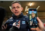 16 April 2022; Fermanagh manager Kieran Donnelly speaks to the media after the Ulster GAA Football Senior Championship preliminary round match between Fermanagh and Tyrone at Brewster Park in Enniskillen, Fermanagh. Photo by Stephen McCarthy/Sportsfile